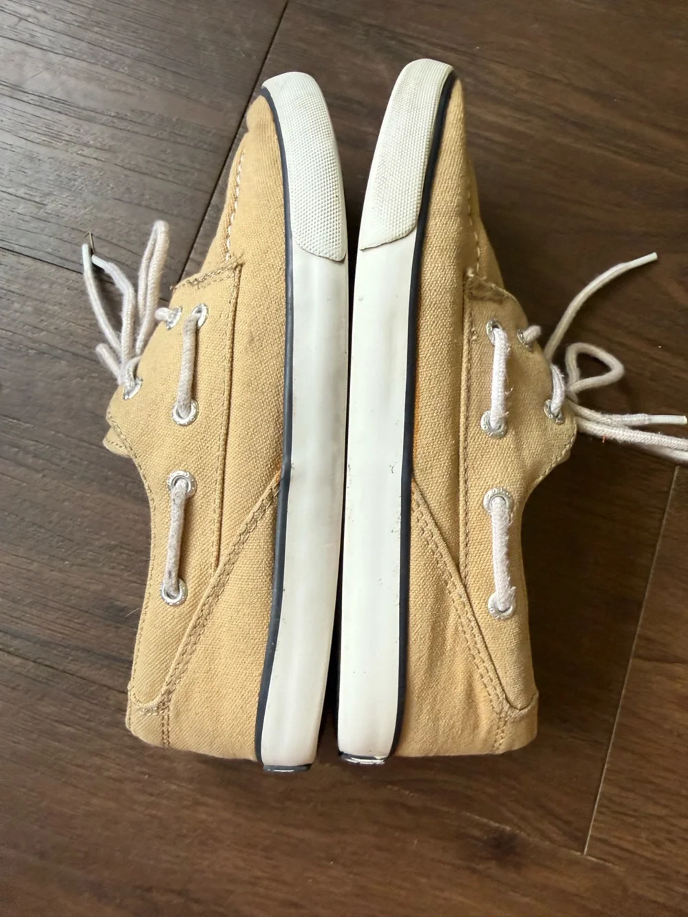Polo Ralph Lauren Beige Khaki Canvas Boat Shoes Loafers Navy Pony Logo Size 3Y